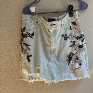 A&F denim A- Line skirt with embroidery